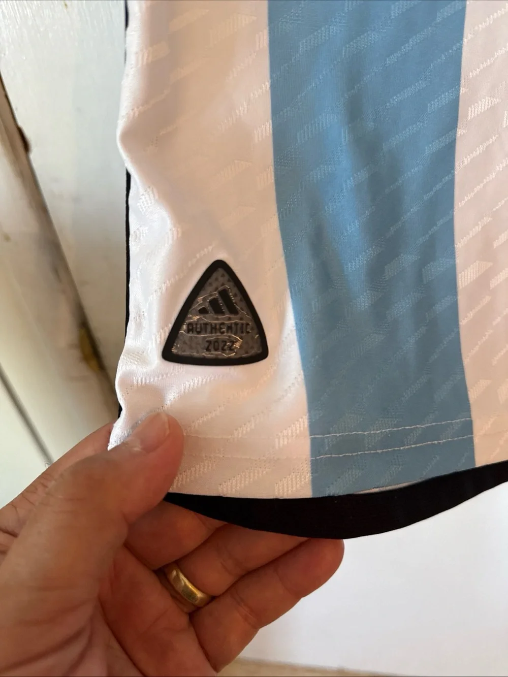 Adidas Argentina Jersey World Cup 2022 Home Soccer Shirt Slim Blue/White Men Med